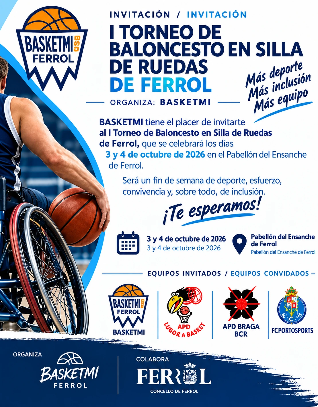 Cartel del I Torneo de Baloncesto en Silla de Ruedas de Ferrol - BASKETMI